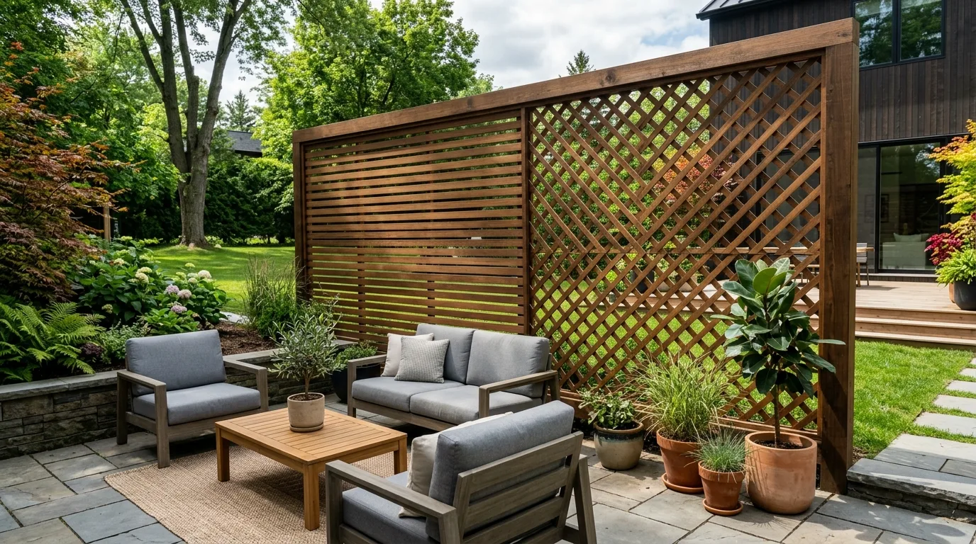 Lattice Accent Fence Around Seating